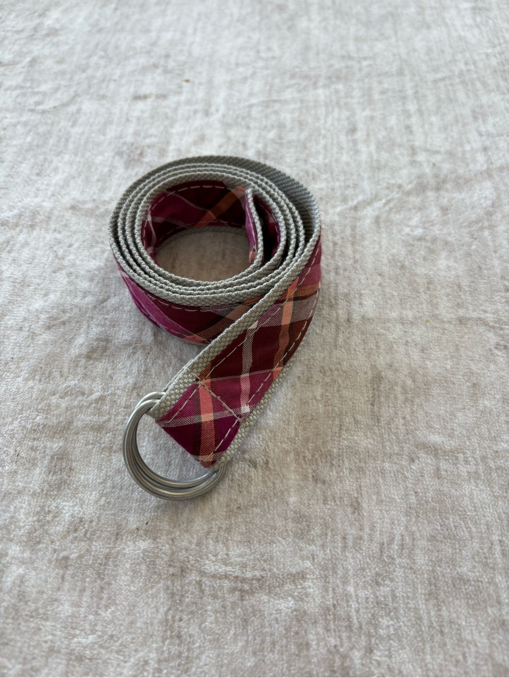 Women’s Maroon, Pink Plaid D-Ring Belt